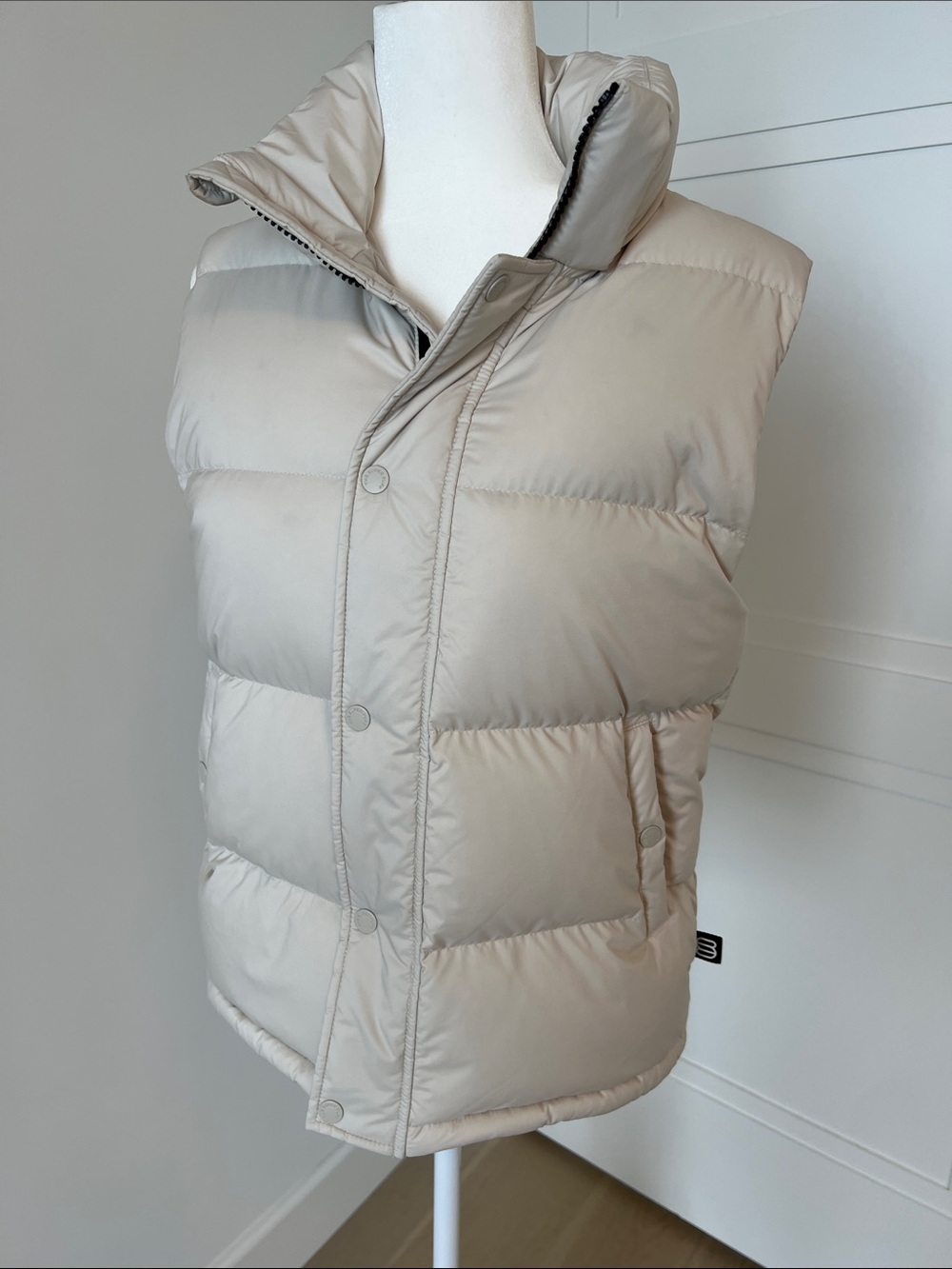 Women's Puffer Vest in Light Beige - Sleeveless Insulated Layer